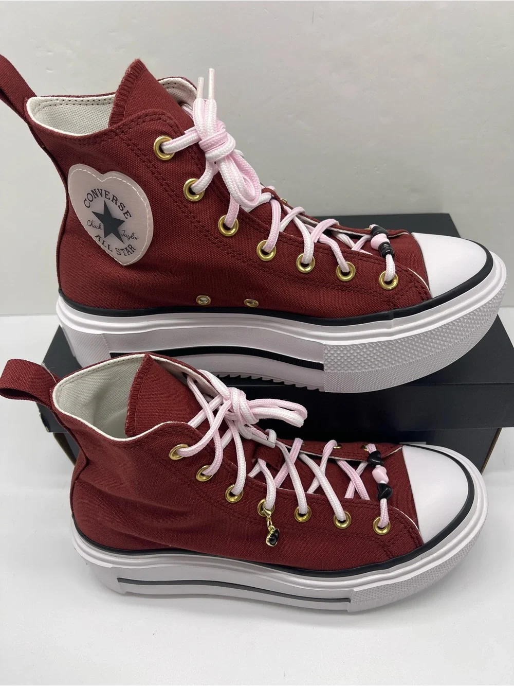 Converse CTAS LIFT DOUBLE STACK HI DEEP BORDEAU/SUGAR BERRY Platform Sneakers